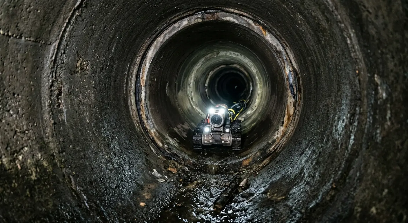 Robotic sewer camera inspecting pipe interior for Sewer Line Repair in Rib Mountain